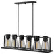 Hinkley Refinery Six Light Linear, Black With Smoked Glass