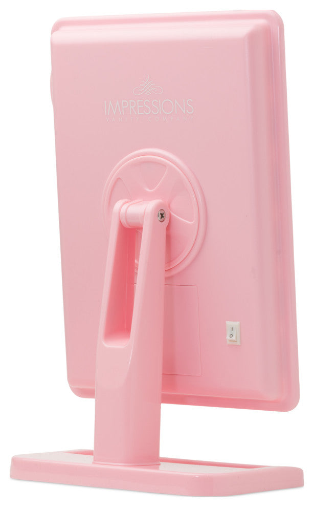 Touch XL Dimmable LED Makeup Mirror with Detachable 5X Mirror, Pink