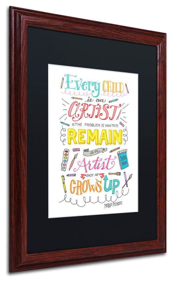 Elizabeth Caldwell 'Every Child Is An Artist' Art, Wood Frame, Black Mat, 16x20