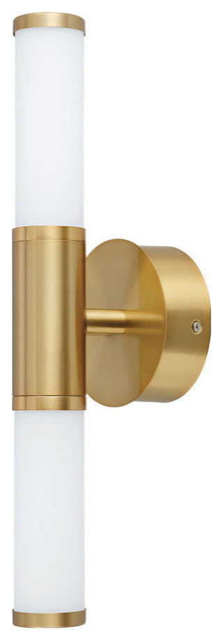 Palmera 1 2 Light LED Bath and Vanity Light White, Brushed Gold