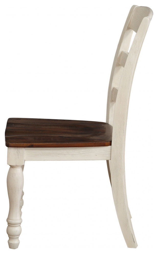 HomeRoots 20" X 24" X 38" 2pc Walnut And White Washed Side Chair