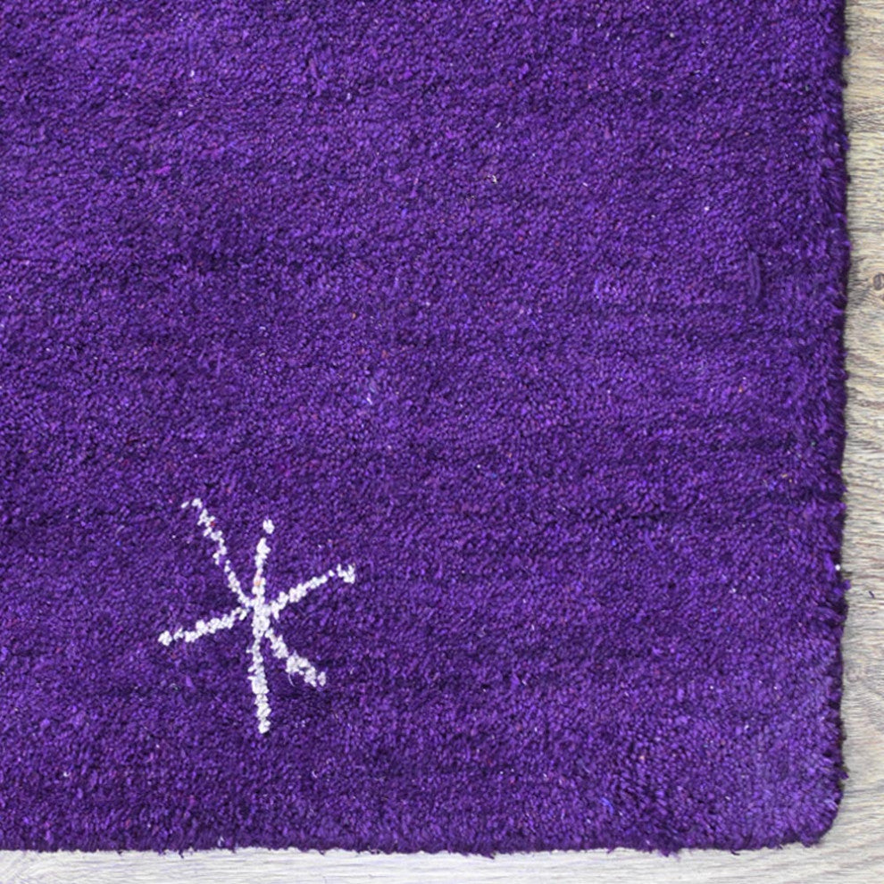 HAND KNOTTED LOOM SILK ECO-FRIENDLY RUG-5'x8',Rectangle,Purple White,Contemporar