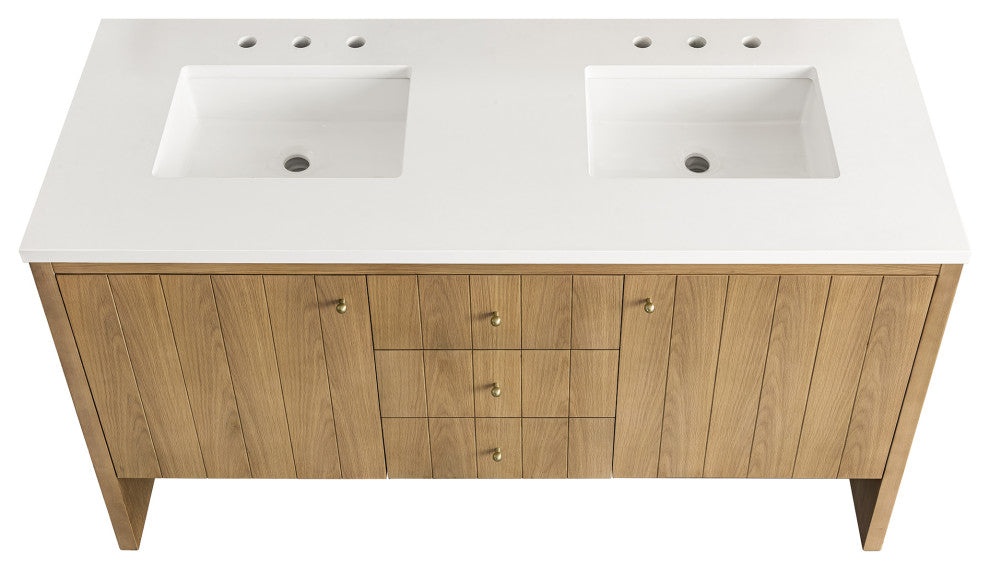 Hudson 60" Double Vanity, Light Natural Oak