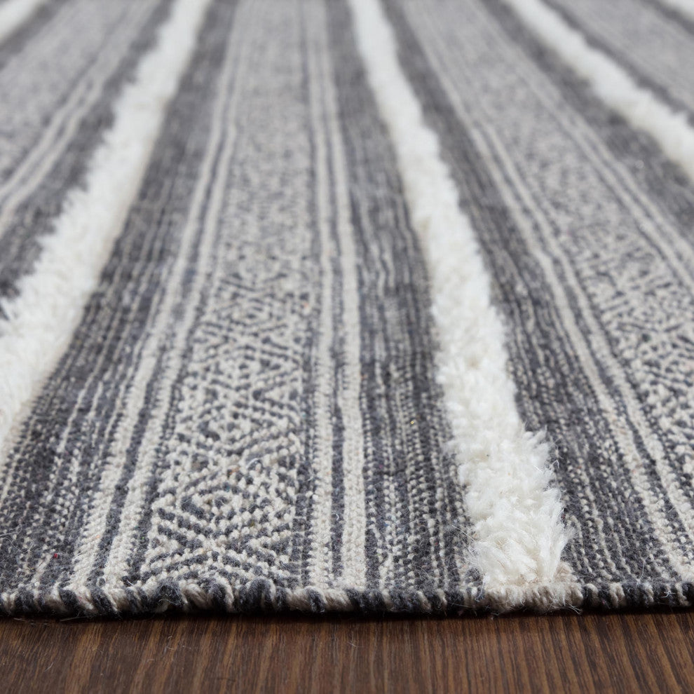 Corrina Charcoal Gray and Natural Cotton Rug, 4''x6''