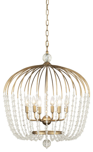 Varaluz 343P06 Voliere 6 Light 25"W Beaded Chandelier - Havana Gold