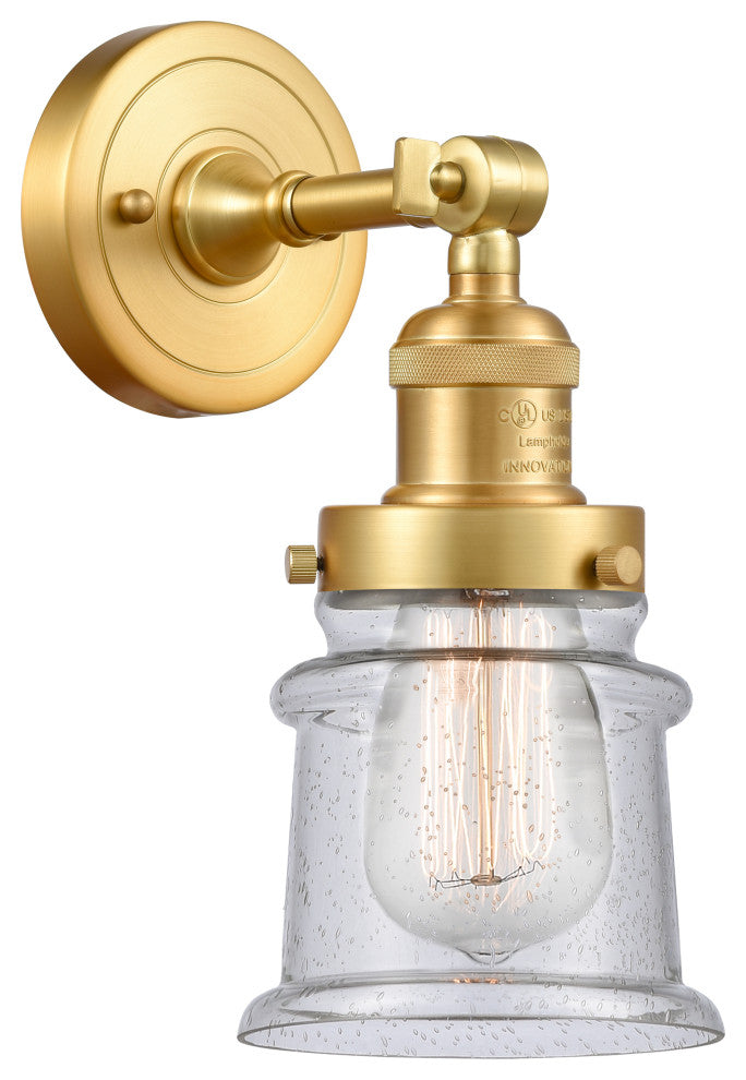 Small Canton 1 Light Sconce, Satin Gold, Seedy