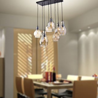 Lynn Antique Black 8-Light Glass Pendant Lights