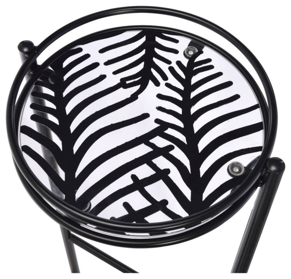 Metal Plant Stand With 3 Open Compartments, Black
