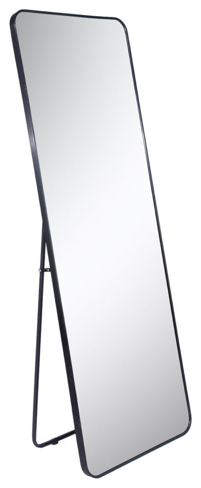 63" x 20" Metal Framed Freestanding Full Length Mirror, Black, 20" X 63"