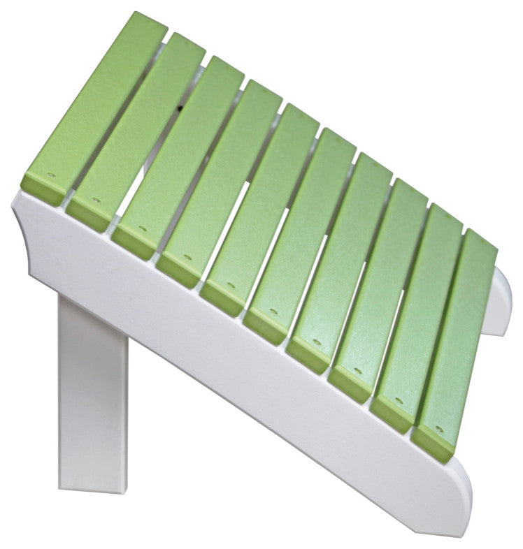 Poly Deluxe Adirondack Footrest, Lime Green & White