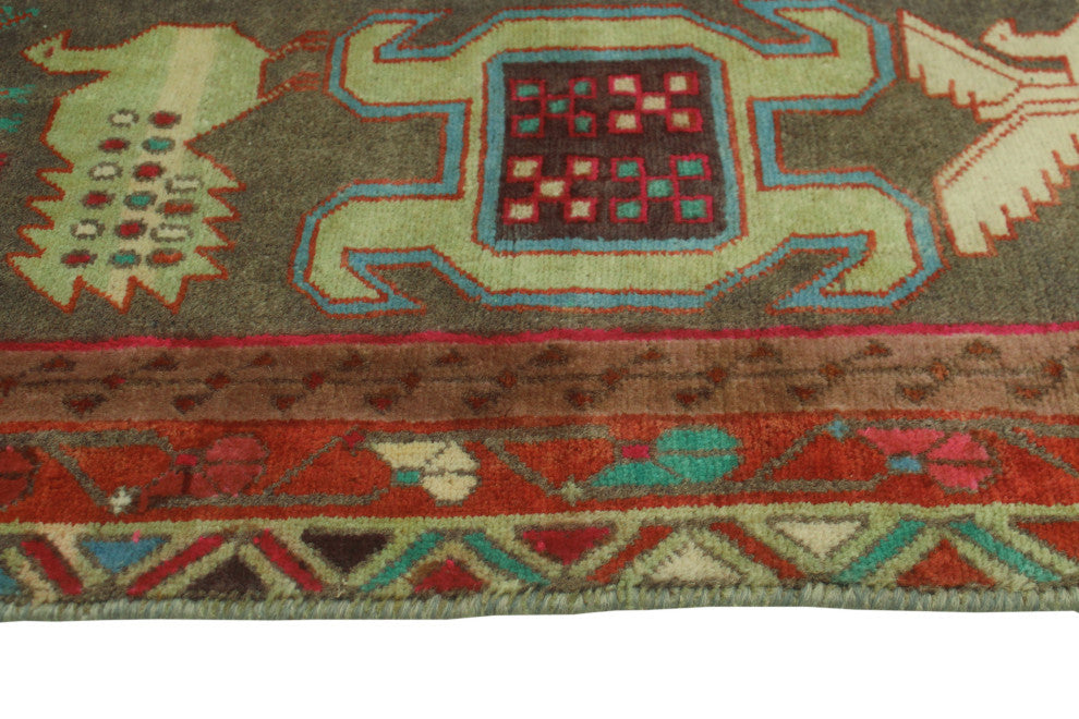 Fine Vintage Distressed Kian Gray/Rust Runner, 3'10x9'11