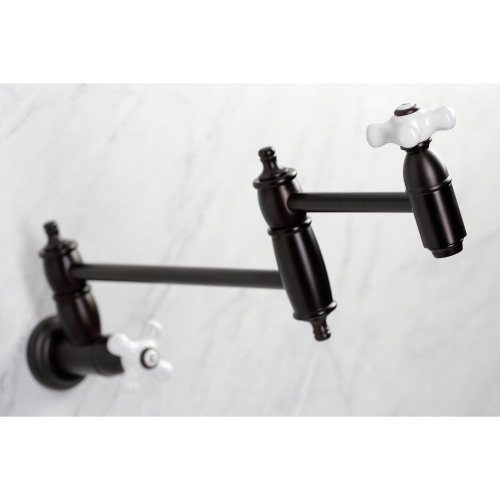 KS3105PX Restoration Two-Handle Wall Mount Pot Filler, Oil Rubbed Bronze