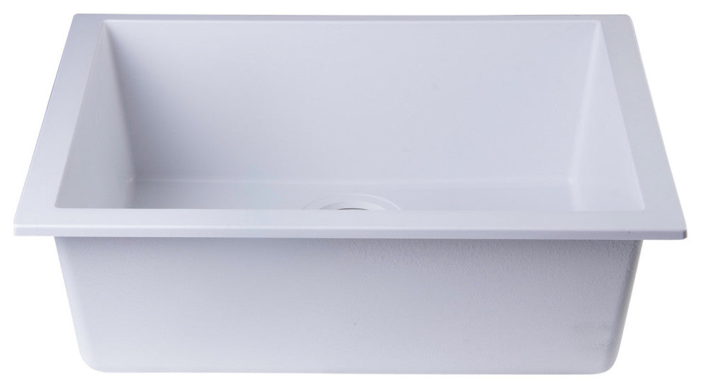 Ab2420Um-W White 24" Undermount Single Bowl Granite Composite Kitchen Sink