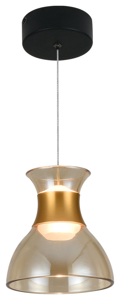 Palermo 7" ETL Certified Integrated LED Height Adjustable Pendant, Black