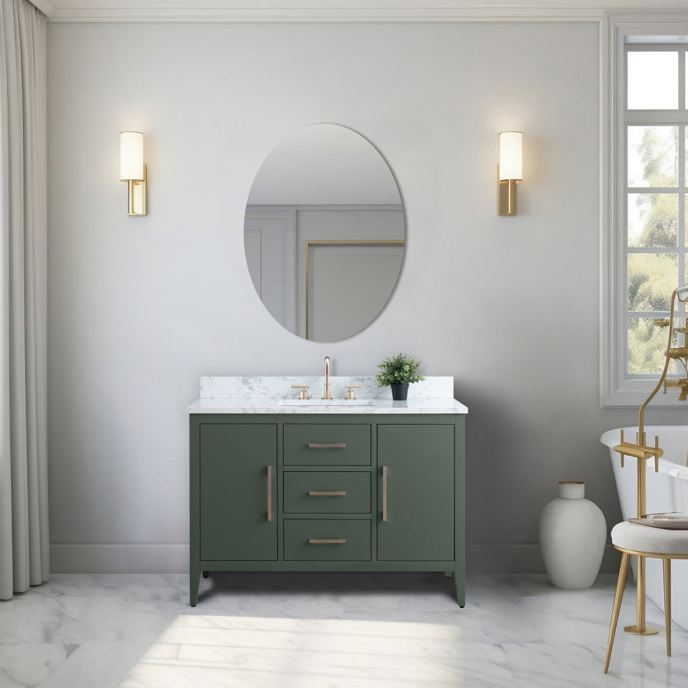 Vanity Art Bathroom Vanity With Sink, Vintage Green, 48", Single Sink, Brushed Nickel