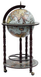 Vidaxl Globe Bar Wine Stand Eucalyptus Wood Blue