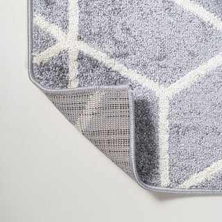 Tumbling Blocks Modern Geometric Light Gray/White 3'x5' Area Rug