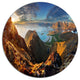 Ocean And Mountains Panorama, Landscape Round Metal Wall Art, 11"