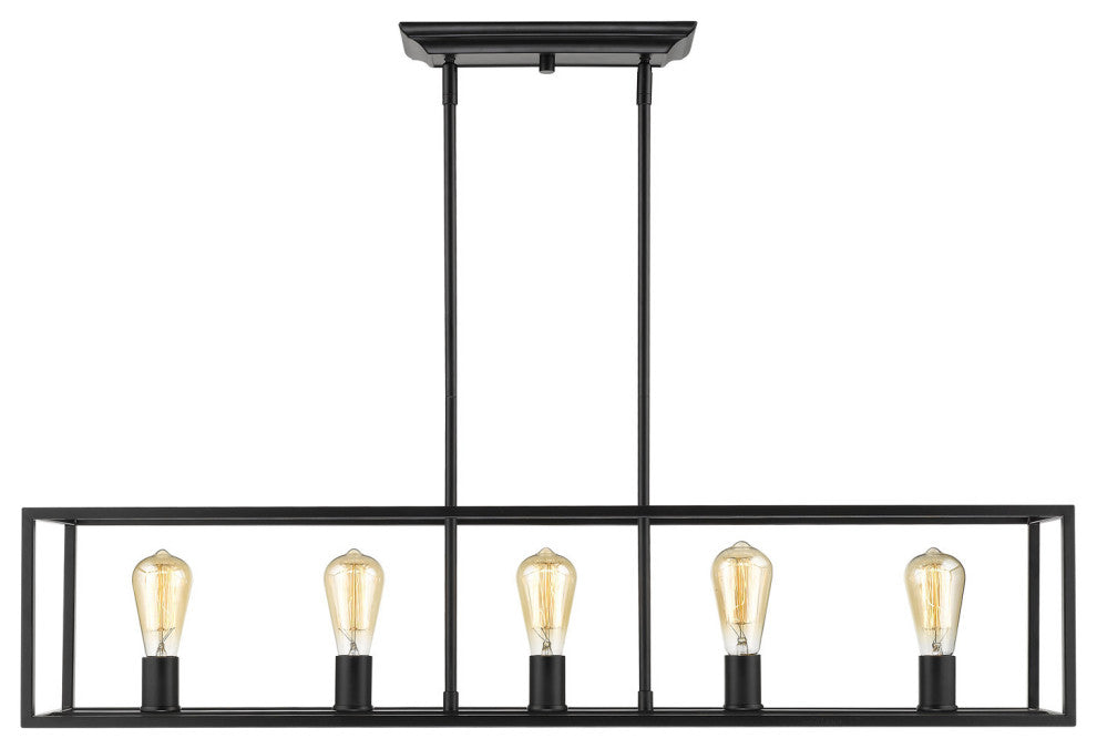 Golden Lighting 2072-LP Wesson 5 Light 41"W Linear Chandelier - Black