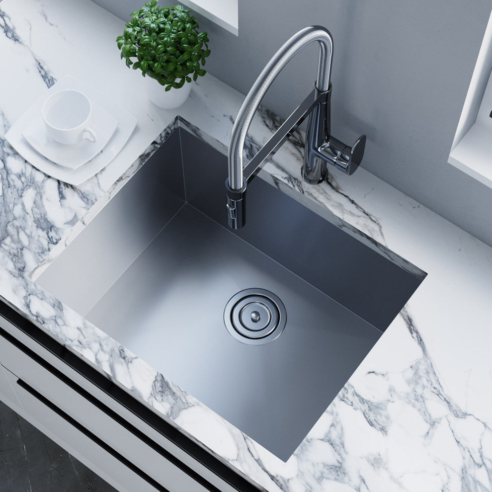 Dowell Undermount Single Bowl Stainless Kitchen Sink - Zero Radius, 21w X 16l X 10d