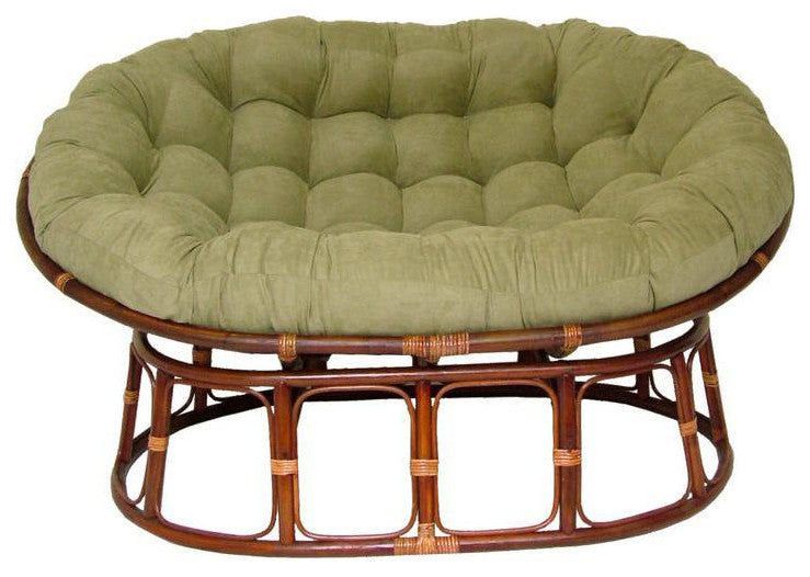 65"x48" Solid Micro Suede Double Papasan Cushion, Sage