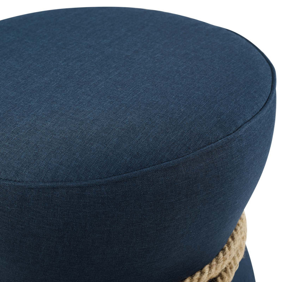 Modern Designer Living Lounge Club Lobby Accent Chair Ottoman, Fabric, Blue