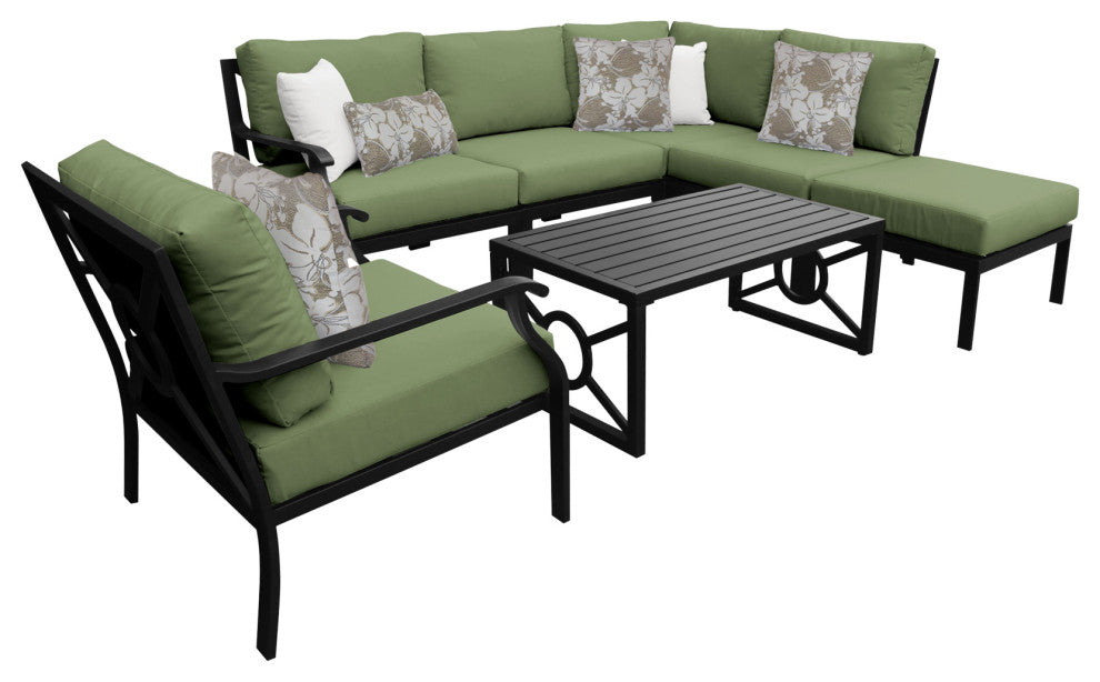 kathy ireland Madison Ave. 7 Piece Aluminum Patio Furniture Set 07f, Forest
