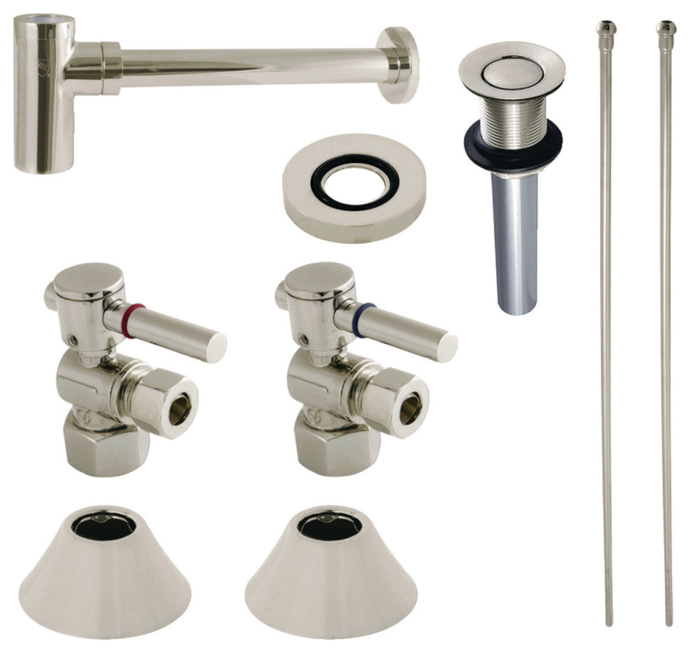 Plumbing Sink Trim Kit, Bottle Trap and Drain, Polished Nickel
