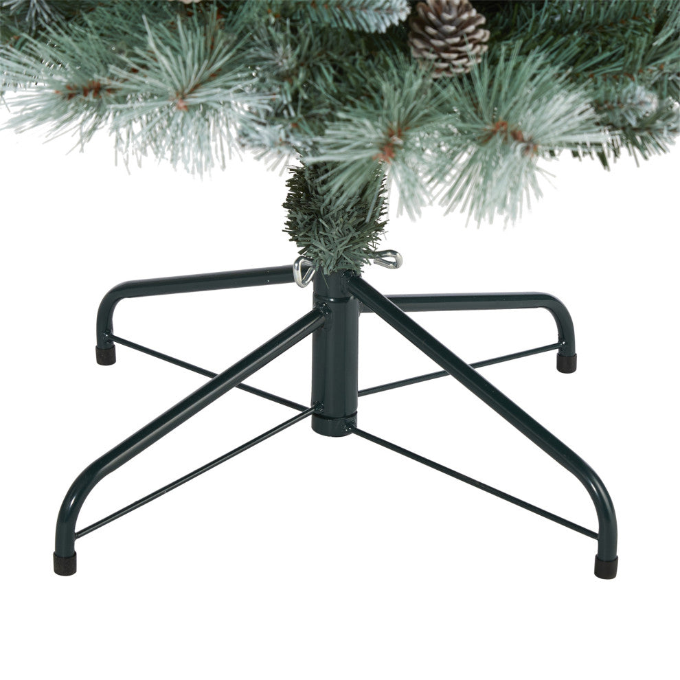 6' Frosted Tip British Columbia Mountain Pine Faux Xmas Tree W/Lights, Pinecones
