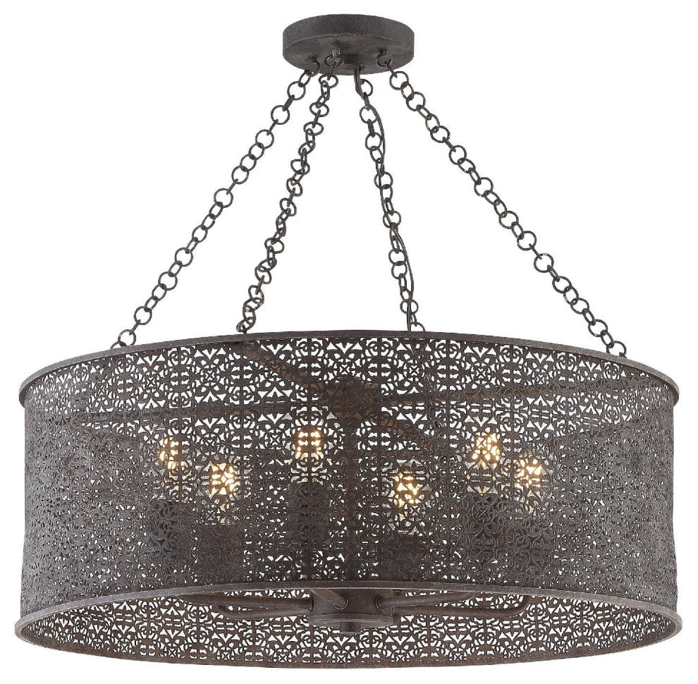 Crystorama Lighting Group JAS-A5016 Jasmine 6 Light 25"W Drum - Forged Bronze