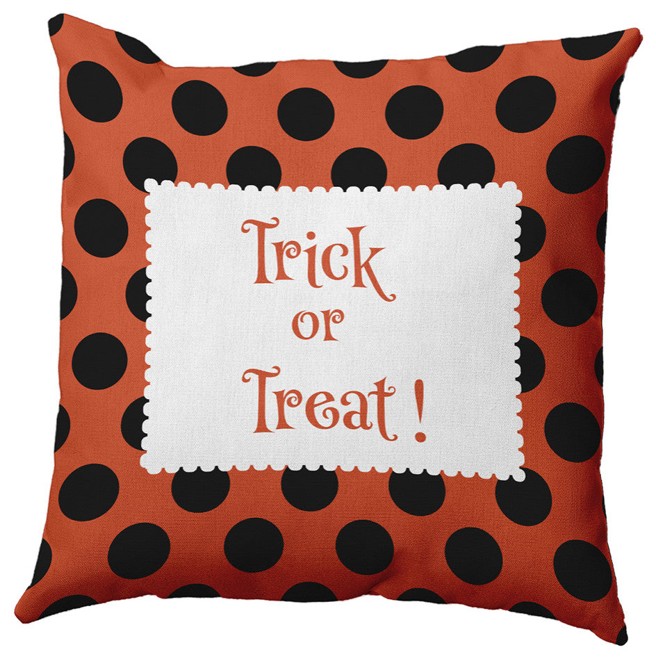 Trick or Treat Dots Accent Pillow, Harvest Orange, 16"x16"