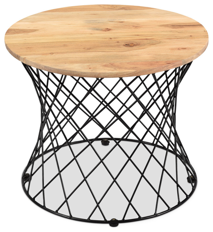 Roost End table in Solid Wood and Iron
