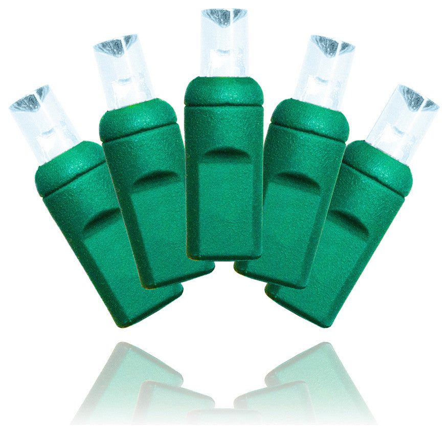 50 5Mm Pure White Strobe Lights 6" Spacing On Green Wire