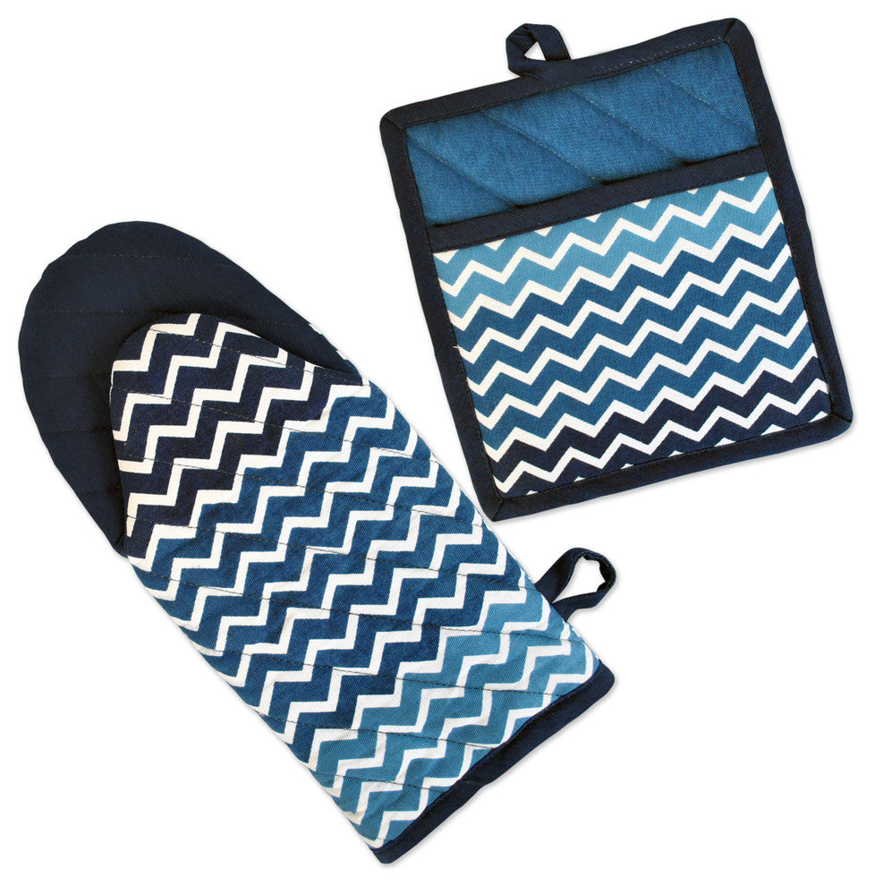 Nautical Blue Chevron Kitchen Set