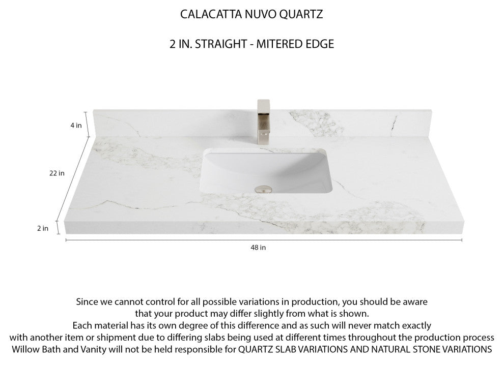 Sonoma 48 Single Sink Bath Vanity in Light Natural Teak with 2" Calacatta Nuvo
