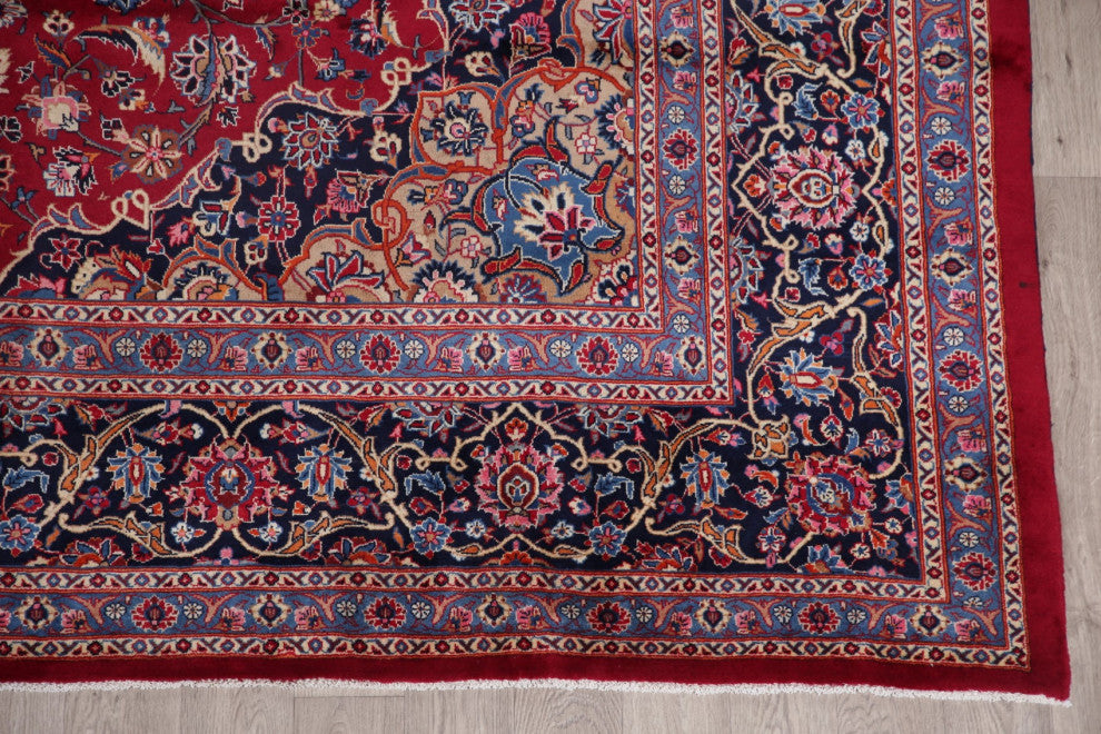 Consigned, Oriental Vintage-Style Handmade Area Rug Persian, Red, 10x13