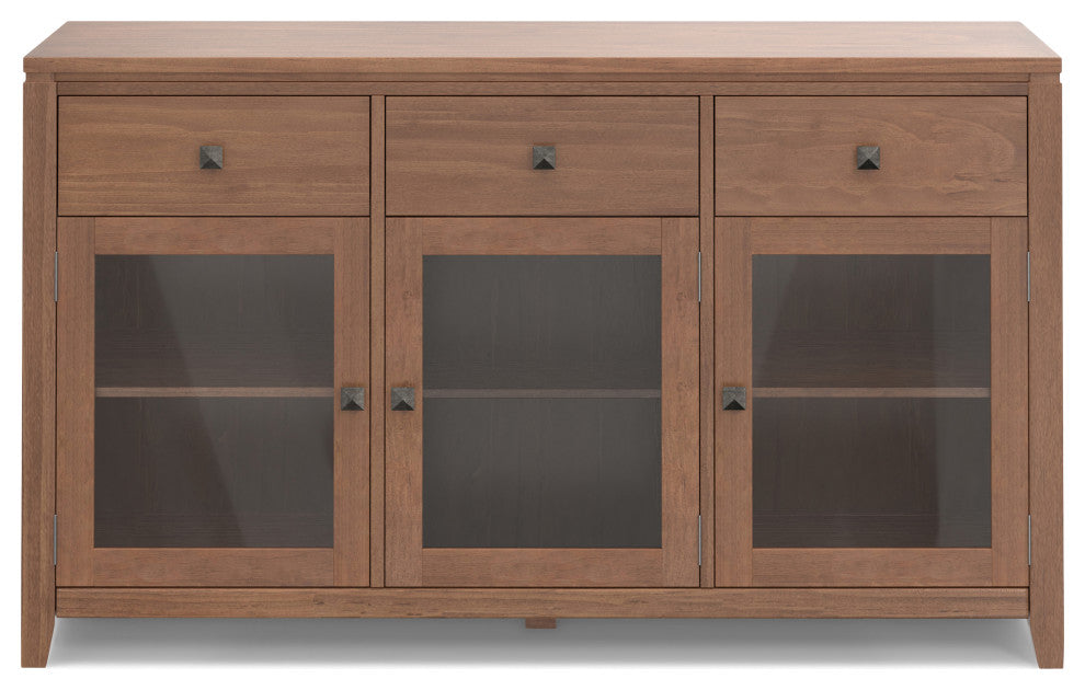 Cosmopolitan Solid Wood Sideboard Buffet, Medium Saddle Brown
