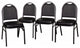 Set of 4 Multifunctional Chair, Cushioned Vinyl Seat With Dome Backrest, Black