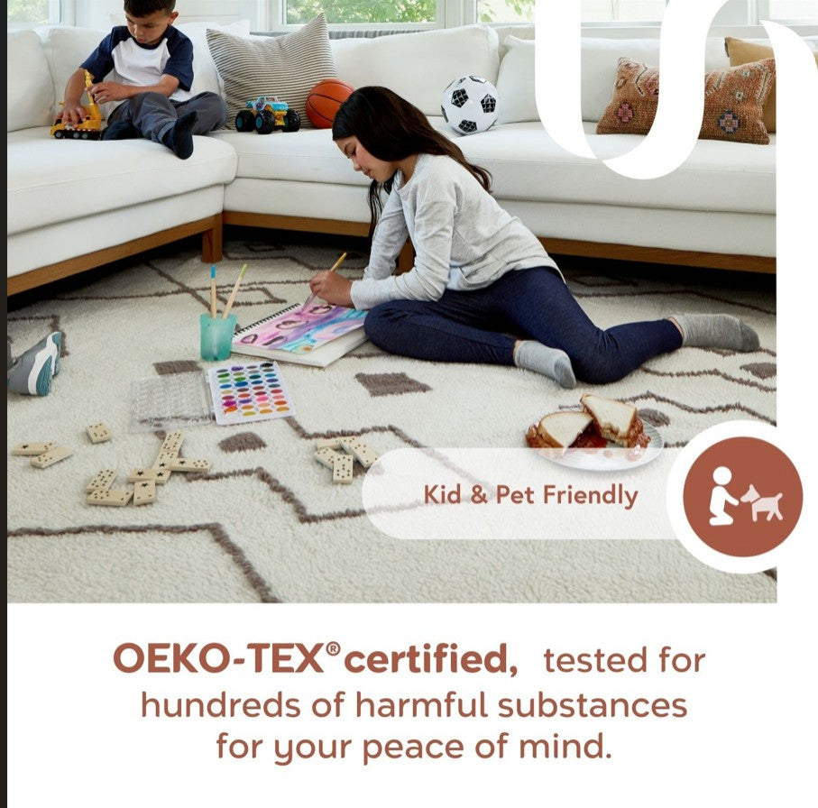 Nuloom Chevron Faux Rabbit Washable Rug, Off White 2' 6" x 8'