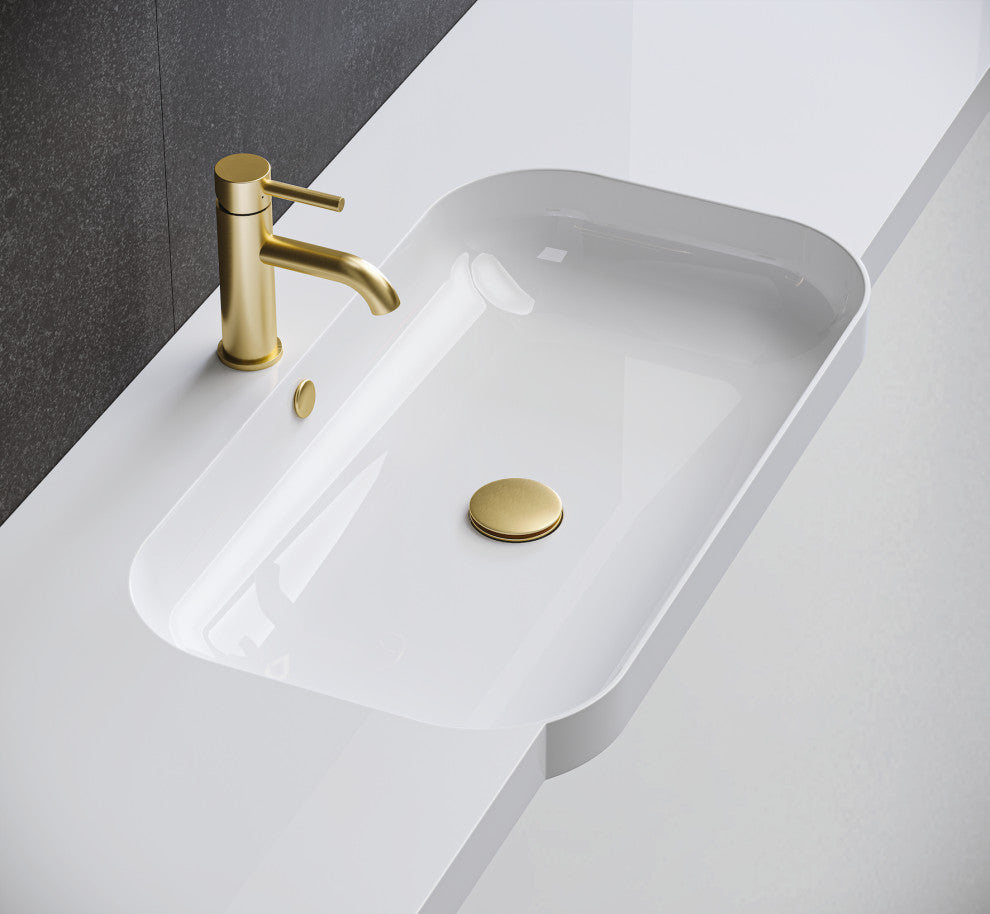 HEATGENE Bathroom Sink Drain, Pop Up Drain, Brushed Gold, With Overflow