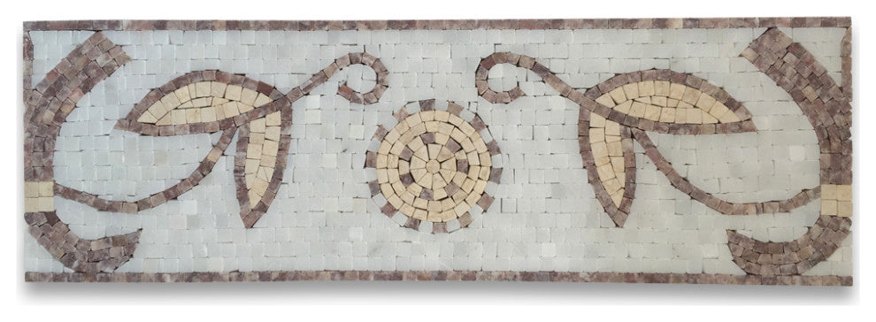 Marble Mosaic Border Listello Tile Dandelion Rojo 6.9x21.7 Tumbled, 1 piece