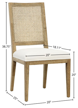 Norton Oak With Rattan Upholstered Dining Chair,, Set of 2, Natural Cane/White
