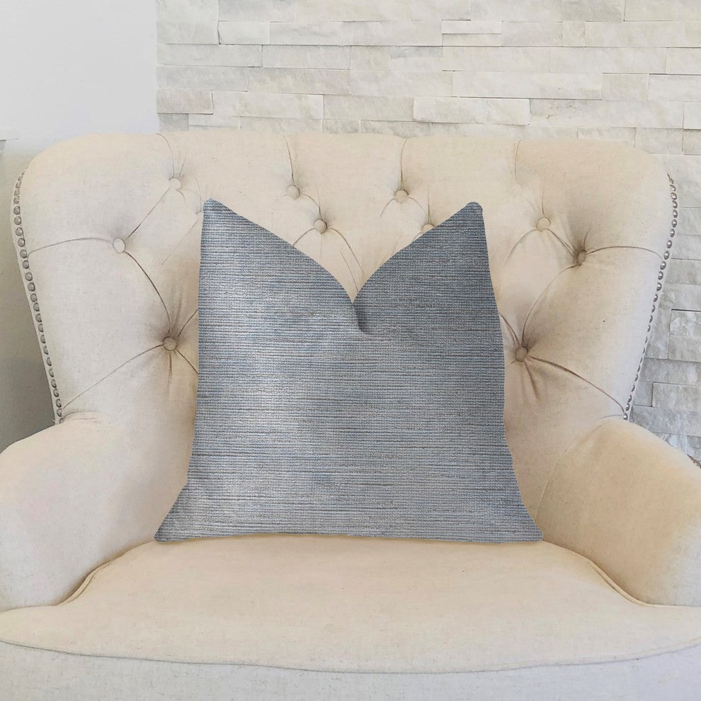 Icy Sky Blue and Silver Luxury Throw Pillow, 16"x16"