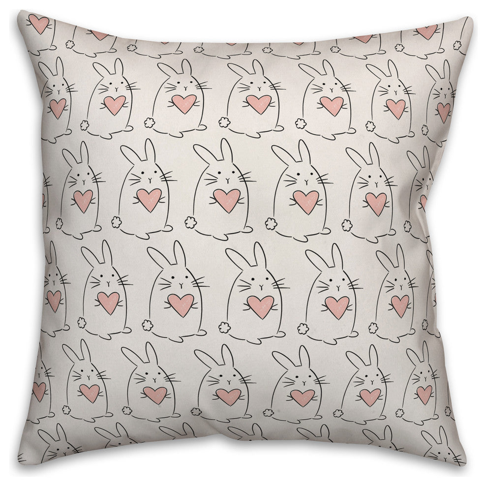Love Bunny Pattern 16x16 Throw Pillow Cover