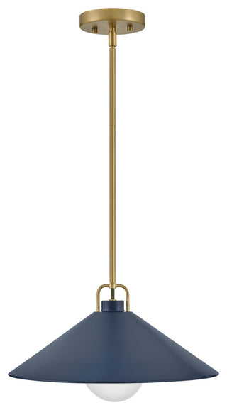Lark Milo 16" Pendant Light, Lacquered Brass + Matte Navy shade