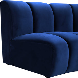 Infinity Channel Tufted Velvet Modular Chair, Navy, 7 Piece