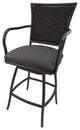 Set of 3, Outdoor/Indoor Swivel Bar Stools Erin, Dark Gray Linen on Brown, 26"