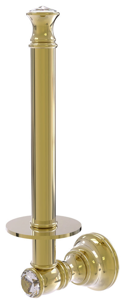 Carolina Crystal Upright Toilet Paper Holder, Unlacquered Brass