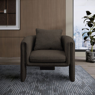 Stylus Boucle Fabric Upholstered Accent Chair, Brown