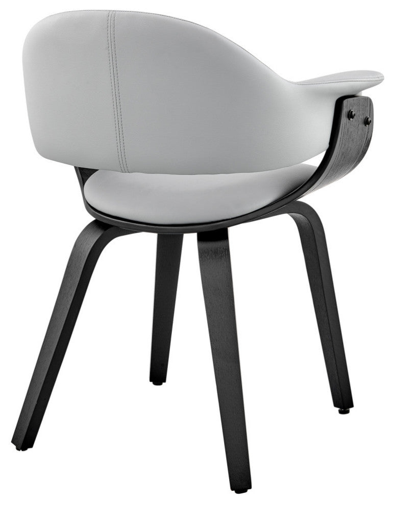 Adalyn Faux Leather and Wood Dining Room Accent Chair, Gray and Black